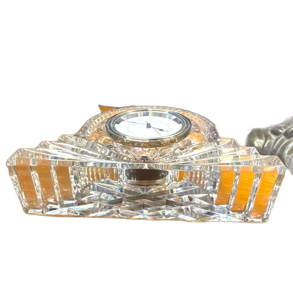 Waterford-Crystal Mantel Clock (battery) Cut Crystal Gold and Silver